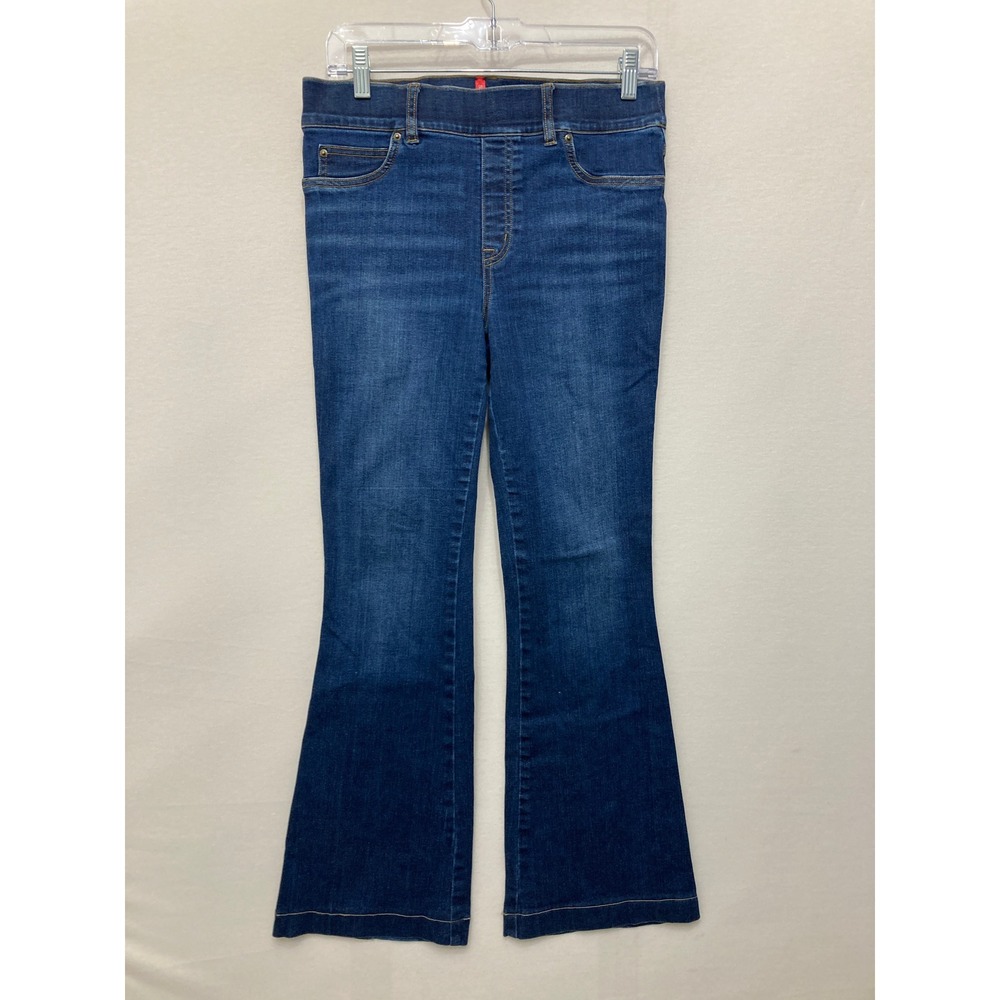 Spanx Bootcut Jeans Medium Petite Medium Wash Indigo Pull On Flare Stretch